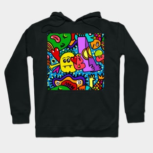 Colorful Doodle Monsters Halloween Hoodie